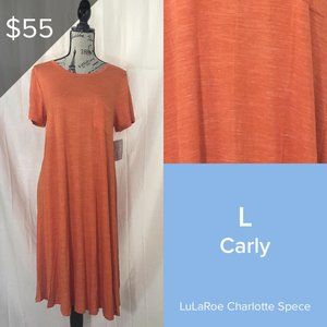 NWT L Orange Lularoe Carly Dress